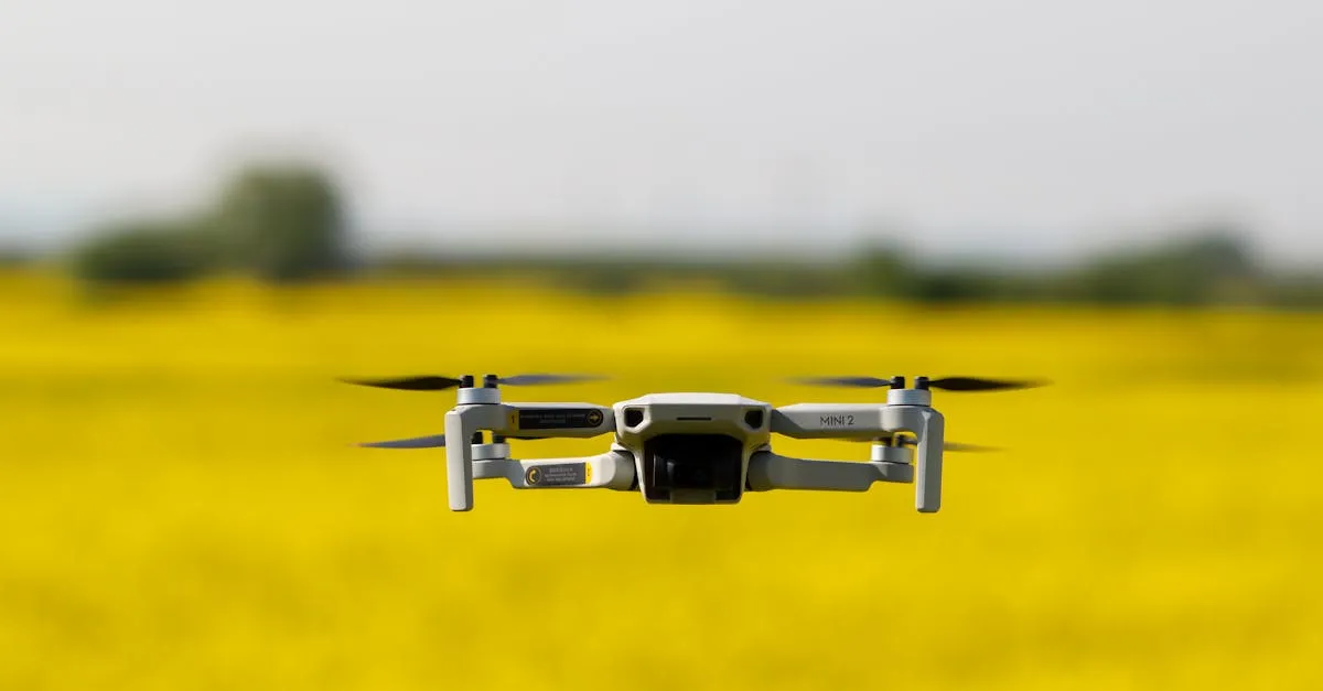 flying drone in wind