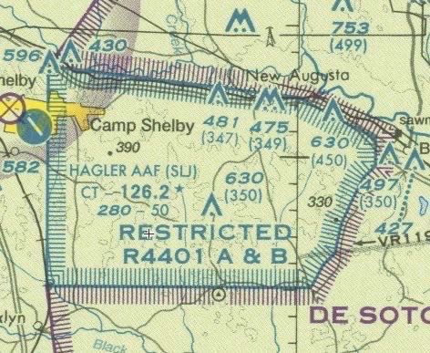 Restricted areas on a sectional chart