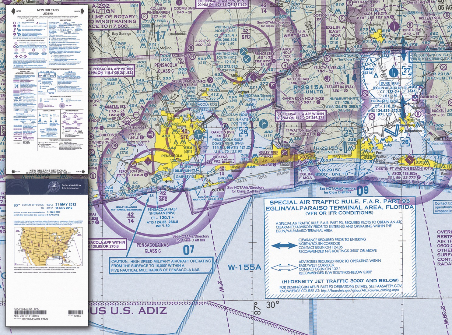 Sectional chart showing airspace