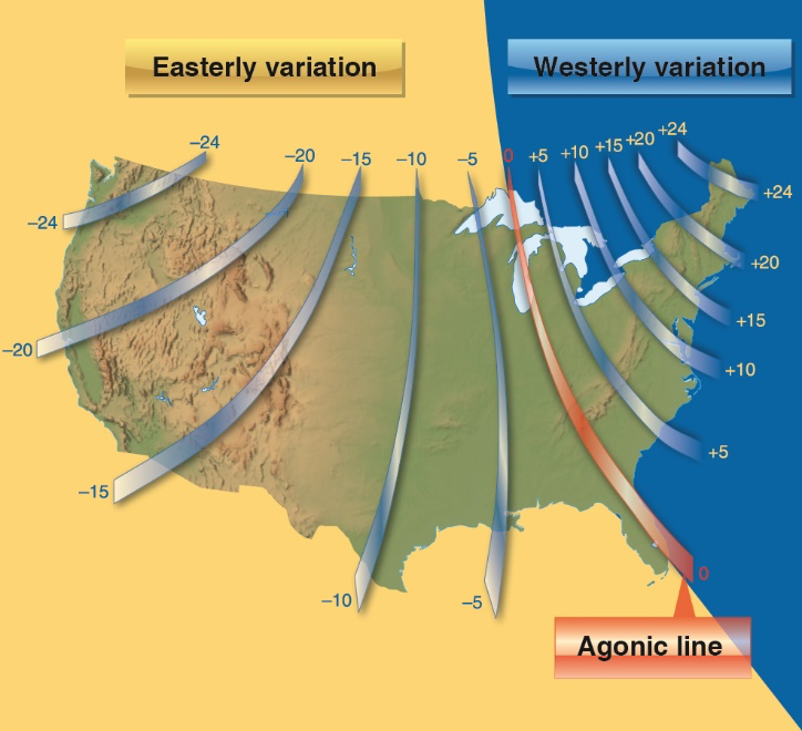 Magnetic variation on charts